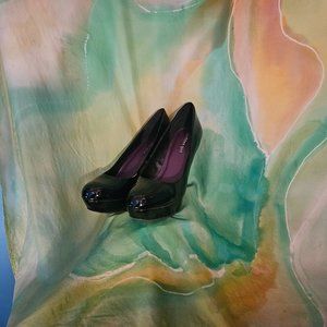 Black Leather Heels 9.5